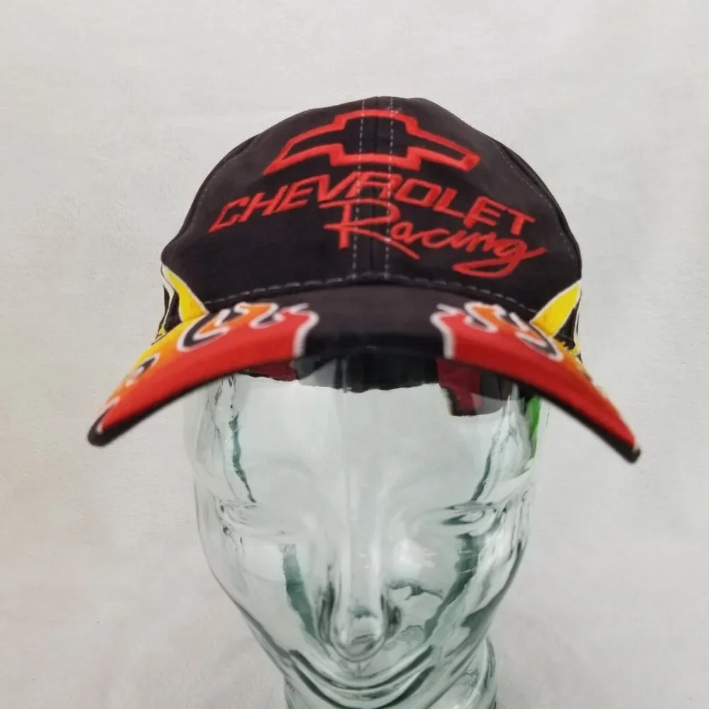 ✅VTG Chevrolet Racing Black OSFA Strapback Hat By Racing Champions Apparel 2004 - Picture 4 of 11